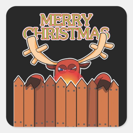 Rendier Vrolijk Kerstfeest Sticker (Voorkant)