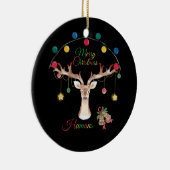 Rendier Vrolijk Kerstfeest Stijlvol Keramisch Ornament (Rechts)