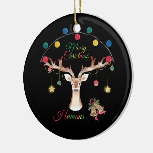 Rendier Vrolijk Kerstfeest Stijlvol Keramisch Ornament (Links)