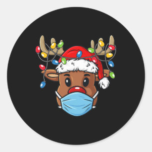 Rendier Vrolijk Kerstfeest Xmas Ronde Sticker