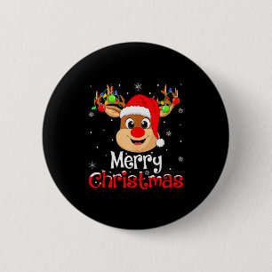 Rendier vrolijk kerstgezin mannen vrouwen kinderen ronde button 5,7 cm