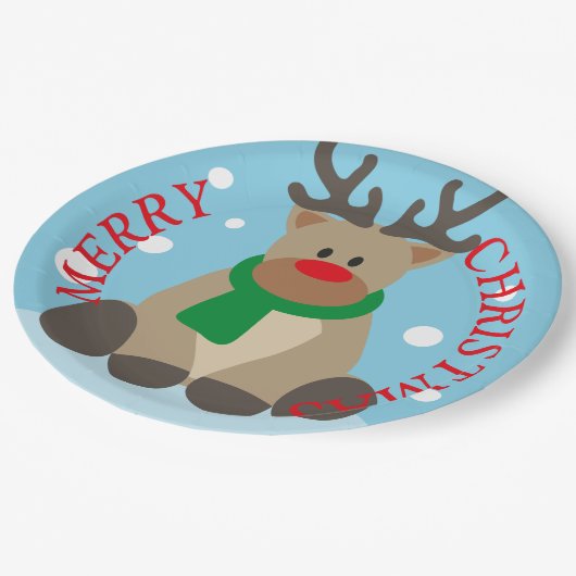 Rendier Vrolijk kerstpapier Borden Papieren Bordje (Gekanteld)