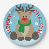 Rendier Vrolijk kerstpapier Borden Papieren Bordje (Voorkant)