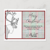Rendier Vrolijk Kerstplaid  Briefkaart (Voorkant)