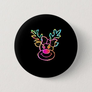 Rendier Vrolijk Kerstverlichting Familie Pajama Ronde Button 5,7 Cm