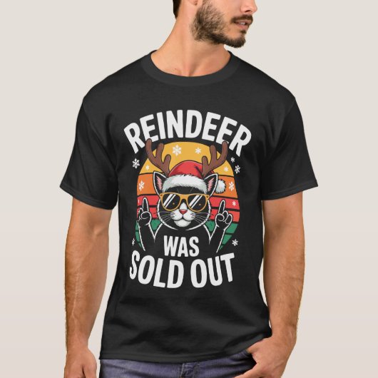 Rendier was Uitverkocht Kat Santa T-shirt (Voorkant)