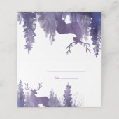 Rendier Waterverf Paarse bruiloft plaats kaart Plaatskaartje (Buitenkant ongevouwen)