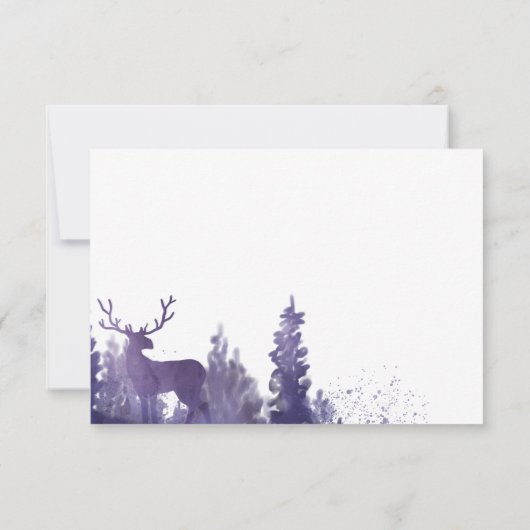 Rendier Waterverf Paarse Winter bruiloft RSVP (Achterkant)