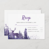 Rendier Waterverf Paarse Winter bruiloft RSVP (Voorkant / Achterkant)