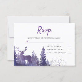 Rendier Waterverf Paarse Winter bruiloft RSVP Kaartje