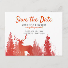 Rendier Waterverf Red Winter Save The Date Aankondigingskaart