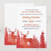 Rendier Waterverf rood | Winter bruiloft Kaart (Voorkant / Achterkant)