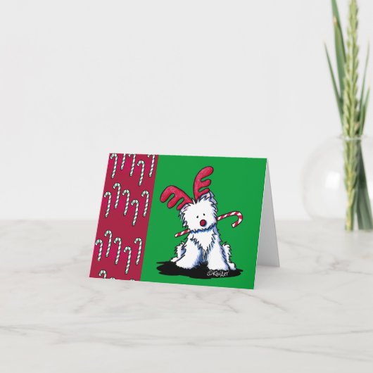 Rendier Westie Christmas Kaart (Voorkant)