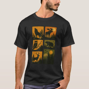 Rendier Wilde Dieren Bosdieren Silhouet Beer W T-shirt