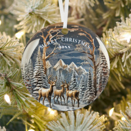 Rendier Winter Bergen Metalen Ornament
