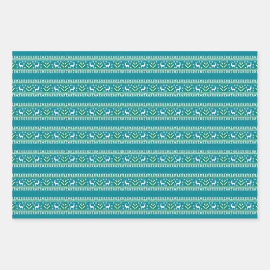 Rendier Winter Fair Isle Naadloos Patroon Inpakpapier Vel (Voorkant 3)