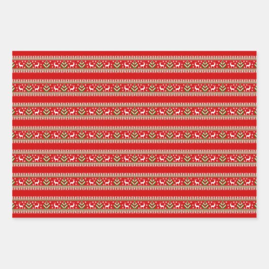 Rendier Winter Fair Isle Naadloos Patroon Inpakpapier Vel (Voorkant)