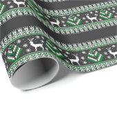 Rendier Winter Fair Isle Patroon in zwart Cadeaupapier (Rol Hoek)