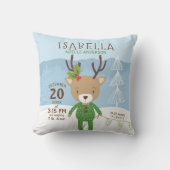 Rendier Winter Geboorte Statistieken Cadeautje Kra Kussen (Voorkant)