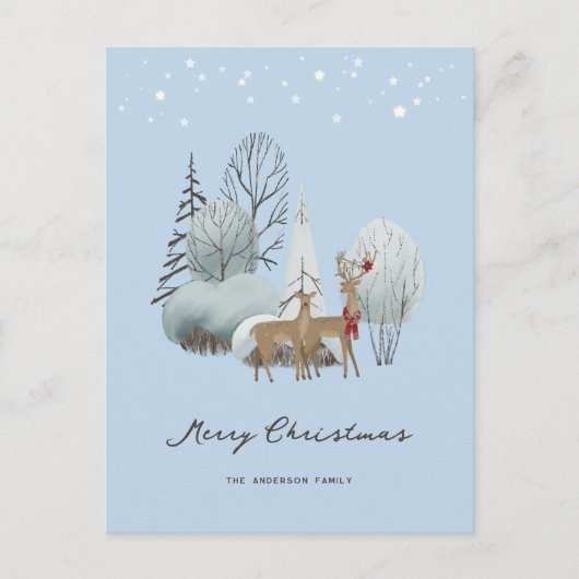 Rendier Winter Scene Funny Merry Christmas Kaart (Voorkant)