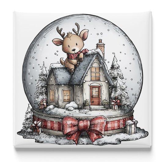 Rendier Winter Snow Globe Kerstmagneet Magneet