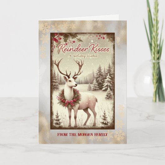  rendier winterbos gouden vakantie Kaart (Voorkant)