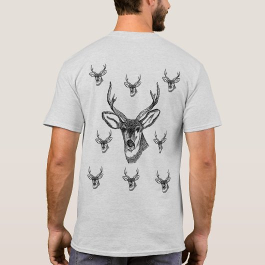 Rendier wit zwart mannen T-shirt longsleeve (Achterkant)