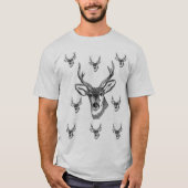 Rendier wit zwart mannen T-shirt longsleeve (Voorkant)