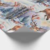 Rendier Wonderland: Vakantie Gelukzaligheid Cadeaupapier (Hoek)