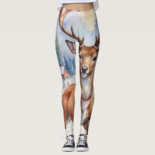 Rendier Wonderland: Vakantie Gelukzaligheid Leggings (Voorkant)
