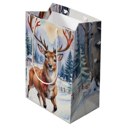 Rendier Wonderland: Vakantie Gelukzaligheid Medium Cadeauzakje (Achterkant Gekanteld)
