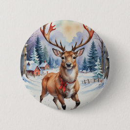 Rendier Wonderland: Vakantie Gelukzaligheid Ronde Button 5,7 Cm