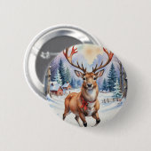 Rendier Wonderland: Vakantie Gelukzaligheid Ronde Button 5,7 Cm (Voorkant /achterkant)