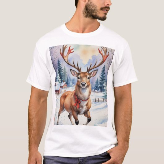 Rendier Wonderland: Vakantie Gelukzaligheid T-shirt (Voorkant)