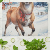 Rendier Wonderland: Vakantie Gelukzaligheid Theedoek (Gevouwen)