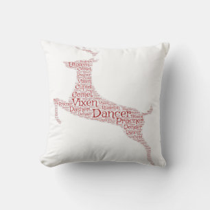 Rendier Word Art Rudolph Blixem Comet Cupid Kussen