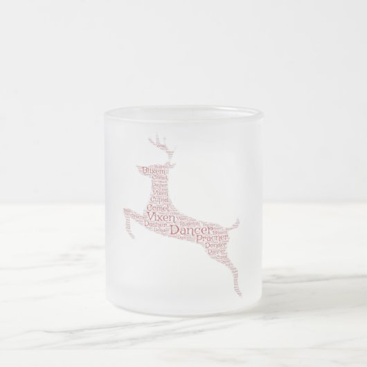 Rendier Word Art Rudolph Blixem Comet Cupid Matglas Koffiemok (Center)