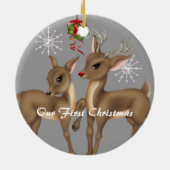 rendier zoenen; Ons eerste kerstfeest Keramisch Ornament (Achterkant)