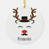 Rendier zwart pet snor gepersonaliseerde vakantie keramisch ornament (Voorkant)