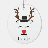 Rendier zwart pet snor gepersonaliseerde vakantie keramisch ornament (Links)