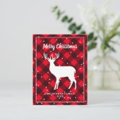 rendierantler lumberjack buffalo plaid rustic feestdagenkaart (Staand voorkant)