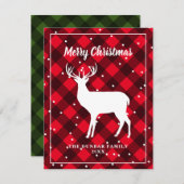 rendierantler lumberjack buffalo plaid rustic feestdagenkaart (Voorkant / Achterkant)