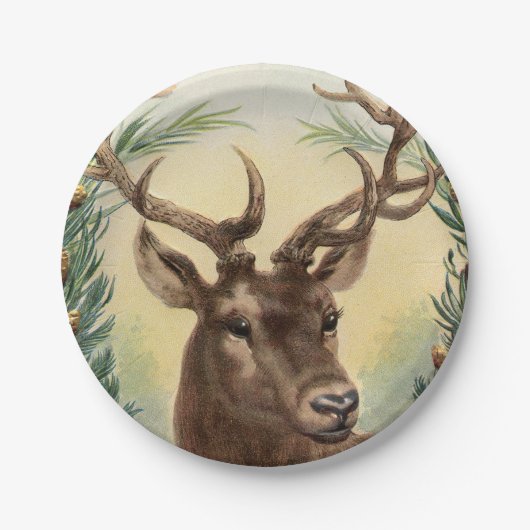  rendierbaard kerstmis papieren bordje (Voorkant)