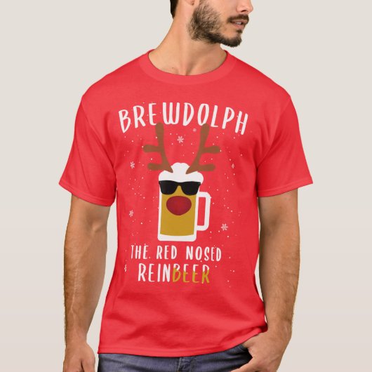 Rendierbier Rudolph Brewdolph Grappig Kerst Gesche T-shirt (Voorkant)
