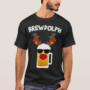 Rendierbier Rudolph Brewdolph Grappig Kerstfeest T-shirt