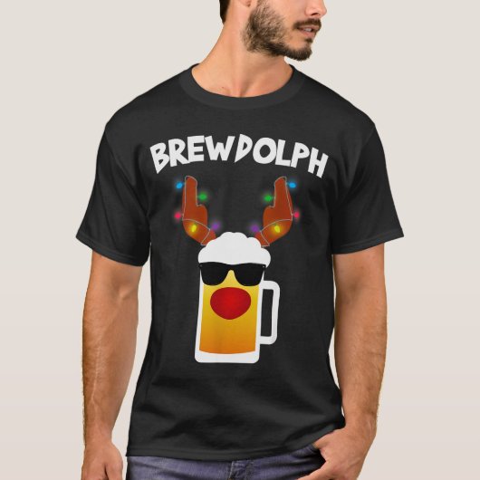 Rendierbier Rudolph Brewdolph Grappig Kerstfeest T-shirt (Voorkant)