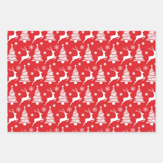 Rendierbomen en kerstbomen in rood en groen 3 inpakpapier vel (Voorkant 2)