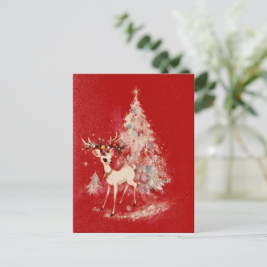  rendierboom en kerstboom feestdagenkaart (Staand voorkant)