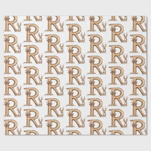 Rendierbrief R Kerstmis Cadeaupapier (Vlak)