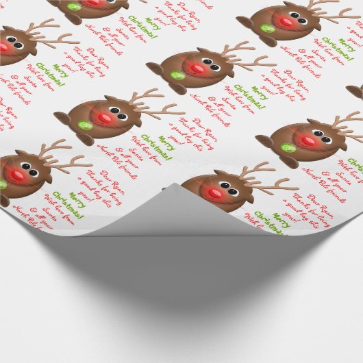 Rendierbrief van de Kerstman Cadeaupapier (Hoek)